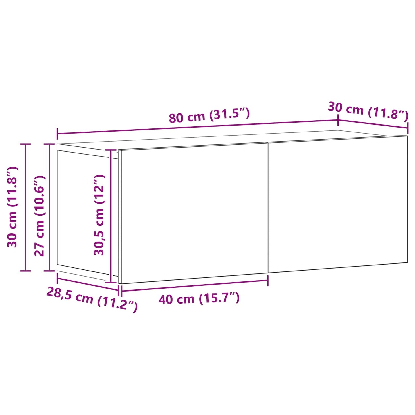 TV-Schrankset 3 pcs Schwarz Eichen-Optik Holzwerkstoff