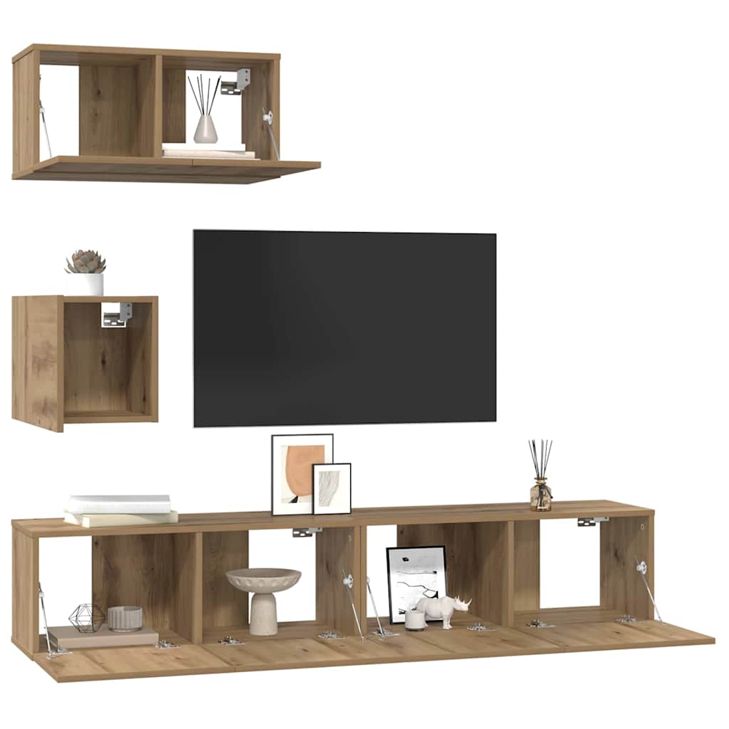 TV-Schrank-Set Wandmontiert 4 pcs Artisan-Eiche 80 x 30 x 30 cm