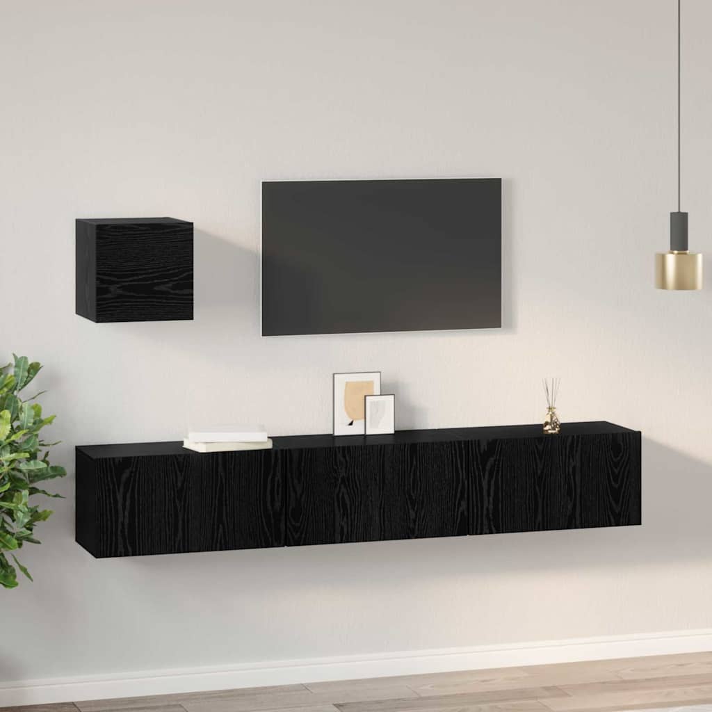 TV-Möbel-Set 4 pcs Schwarz Eichen-Optik 60 x 30 x 30 cm