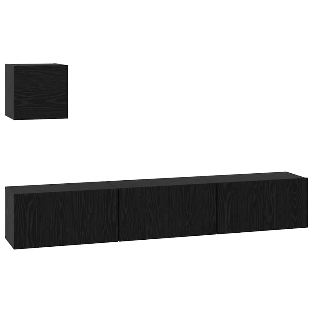 TV-Möbel-Set 4 pcs Schwarz Eichen-Optik 60 x 30 x 30 cm