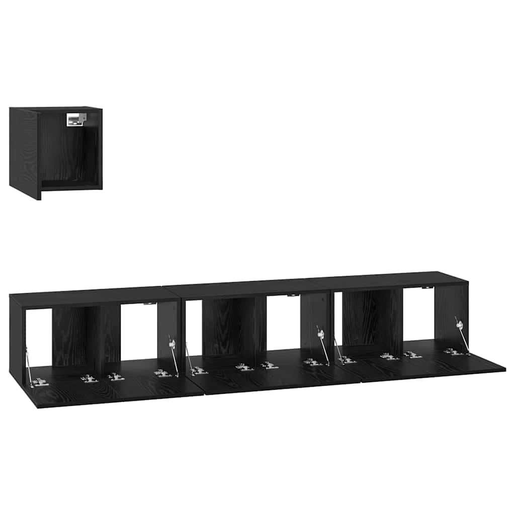 TV-Möbel-Set 4 pcs Schwarz Eichen-Optik 60 x 30 x 30 cm