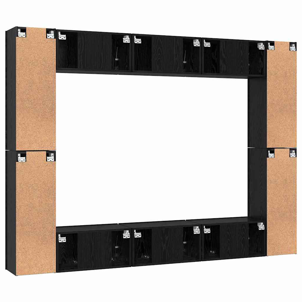 TV-Schrank-Set Wandmontiert 10 pcs Schwarz Eichen-Optik