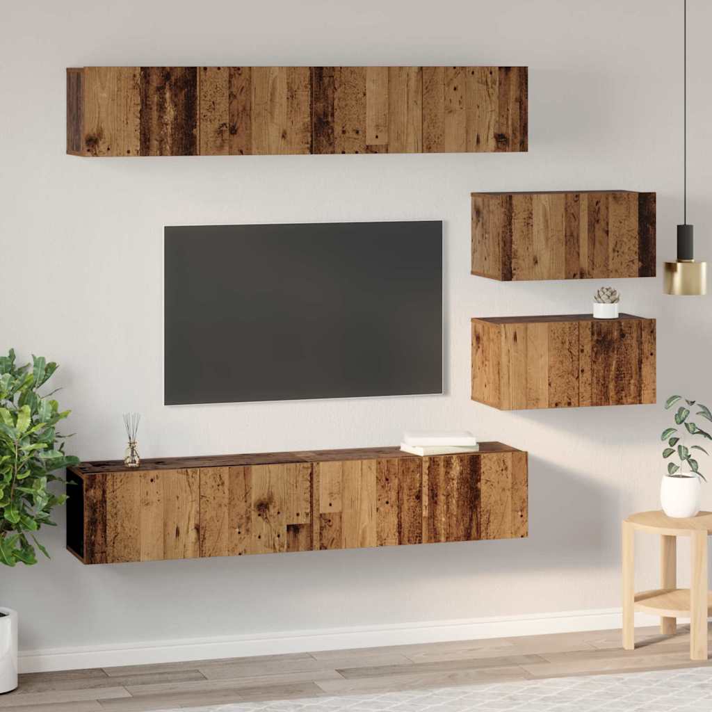 TV-Schrank Set 6 pcs Altholz Mittelgroß Holzwerkstoff