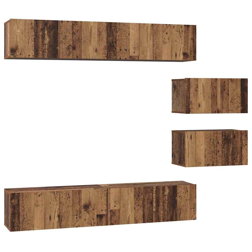 TV-Schrank Set 6 pcs Altholz Mittelgroß Holzwerkstoff