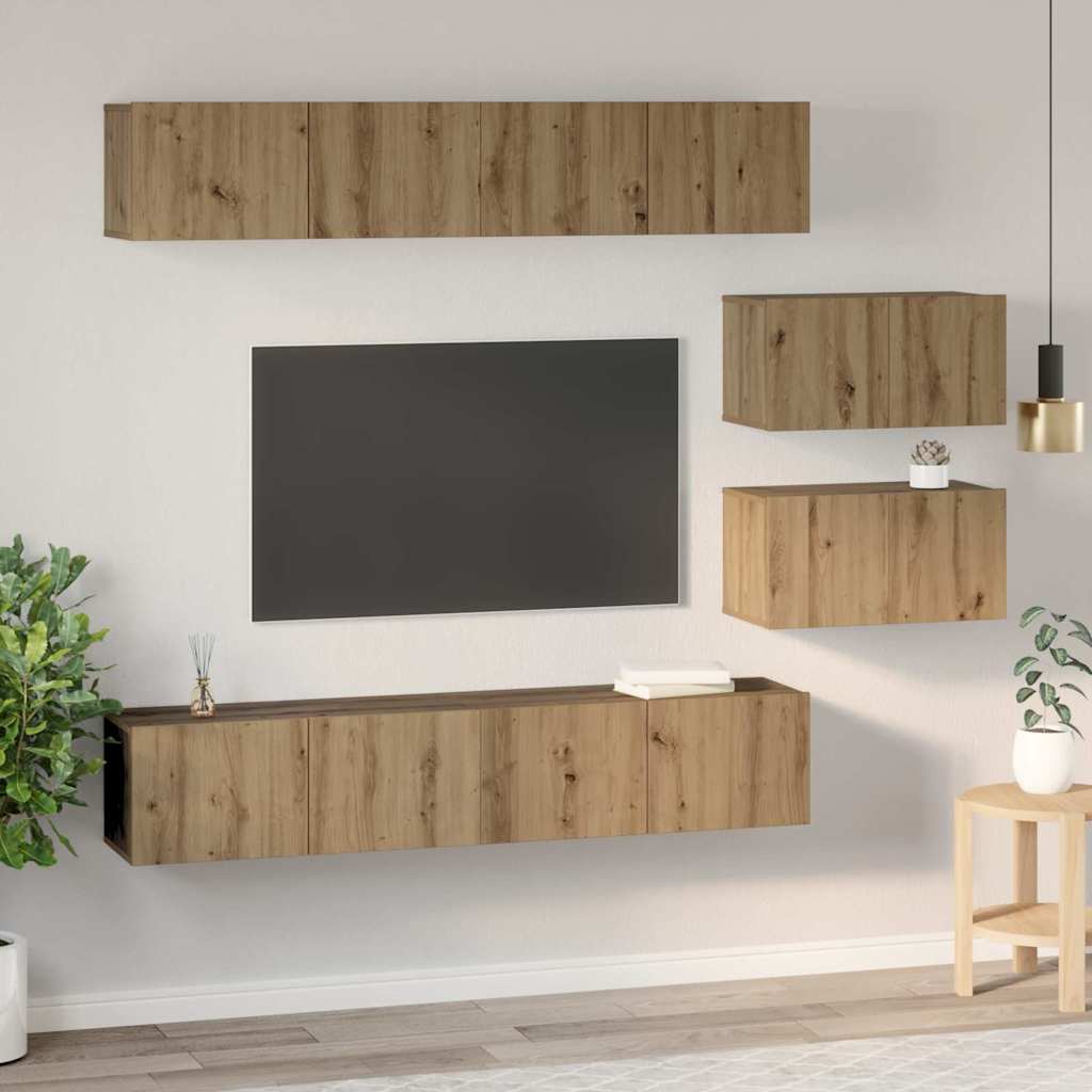 TV-Schrank Set 6 pcs Artisan-Eiche 80 x 30 x 30 cm Mittel