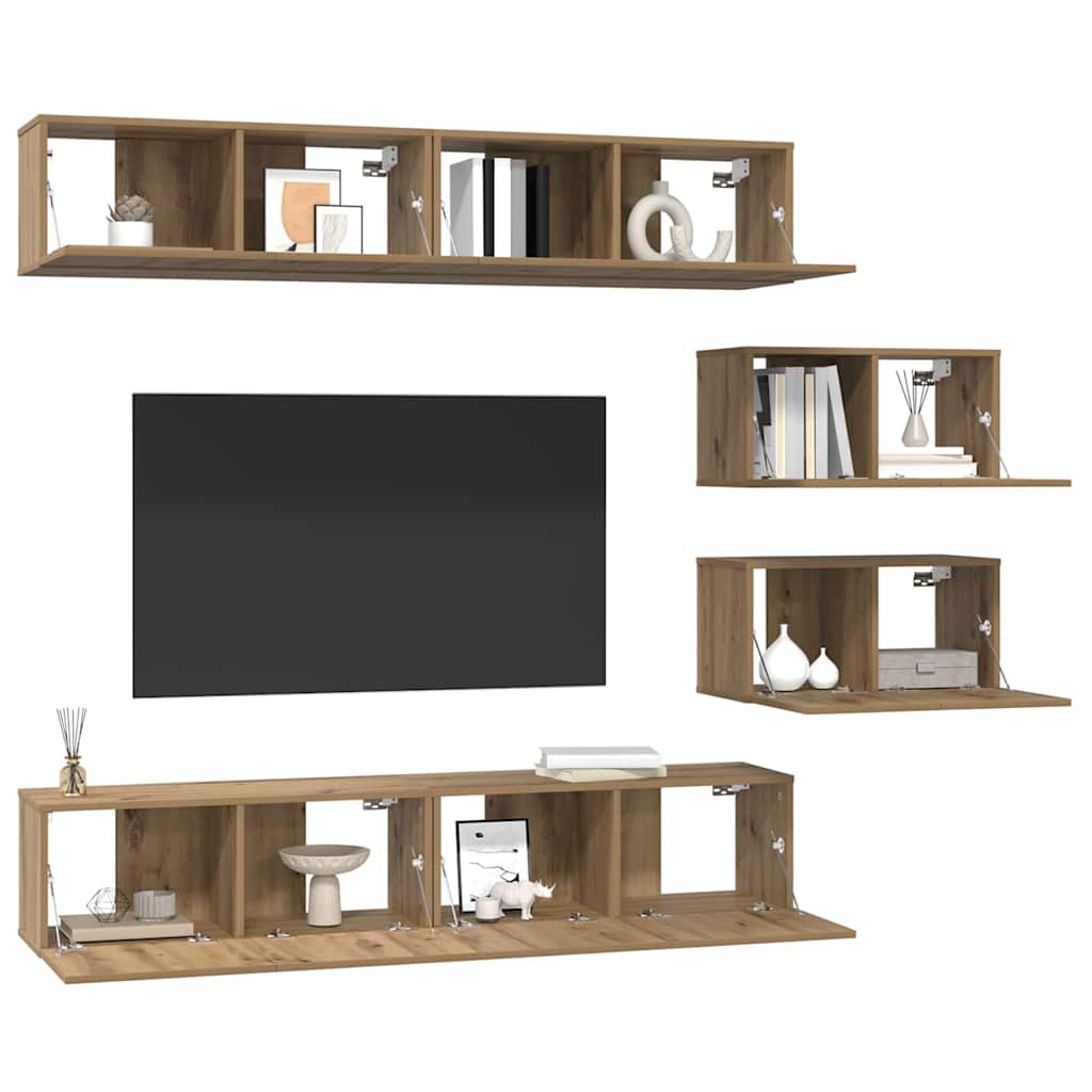 TV-Schrank Set 6 pcs Artisan-Eiche 80 x 30 x 30 cm Mittel