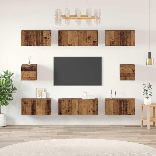 TV-Schrank Set Wandmontiert Altholz Holzwerkstoff