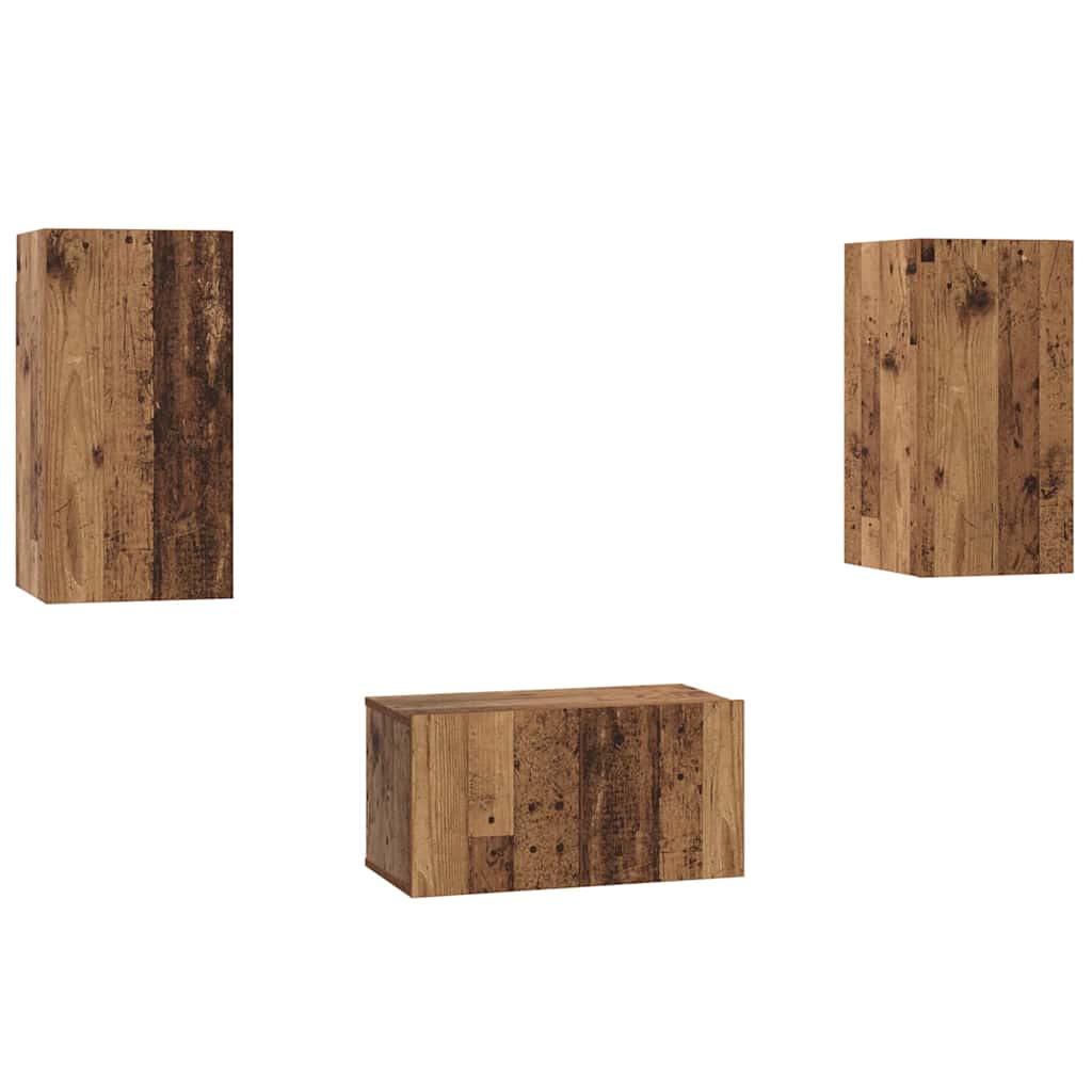 TV-Schrank-Set 3 pcs Altholz 60 x 30 x 30 cm Holzwerkstoff