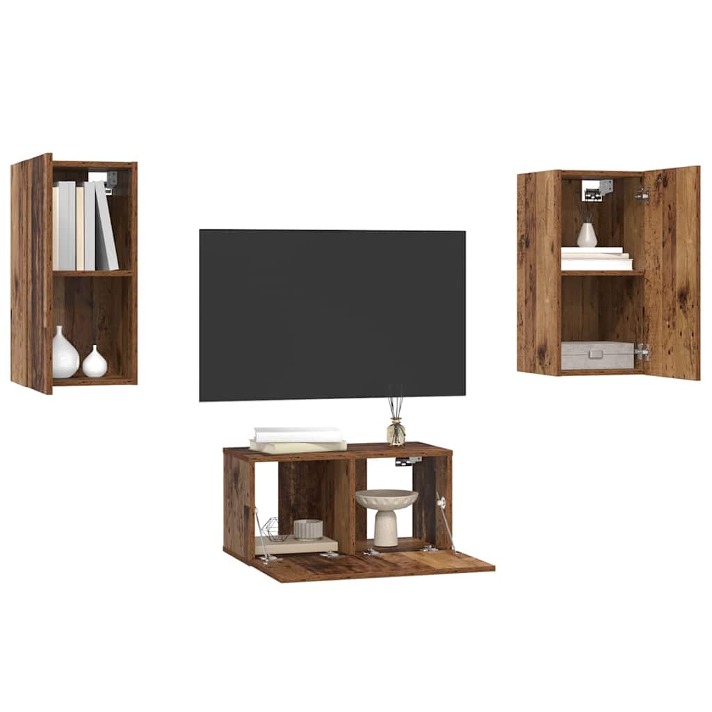 TV-Schrank-Set 3 pcs Altholz 60 x 30 x 30 cm Holzwerkstoff