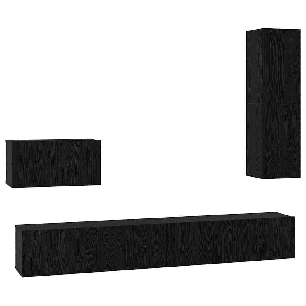 Wand TV Schrank 4 pcs Schwarz Eichen-Optik 200 x 30 x 30 cm