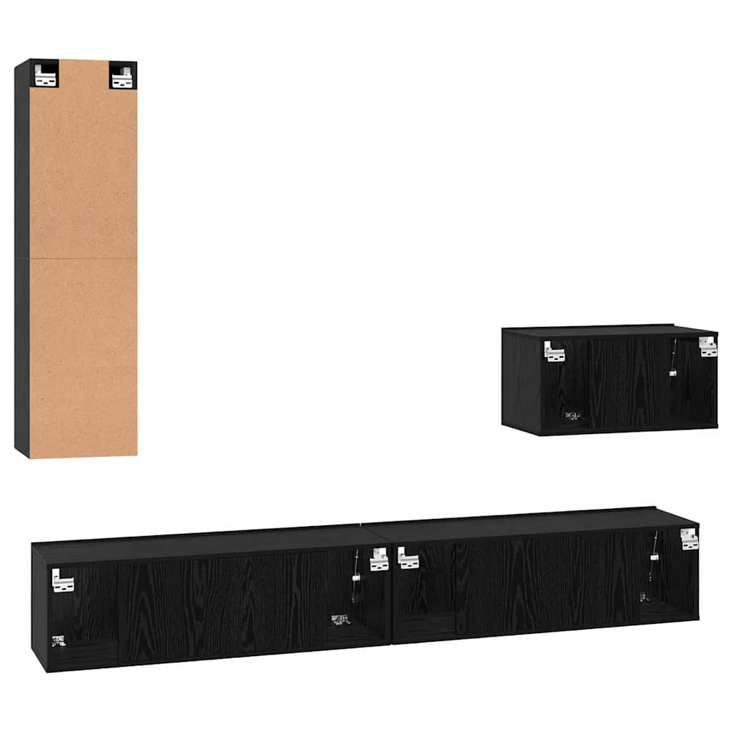 Wand TV Schrank 4 pcs Schwarz Eichen-Optik 200 x 30 x 30 cm