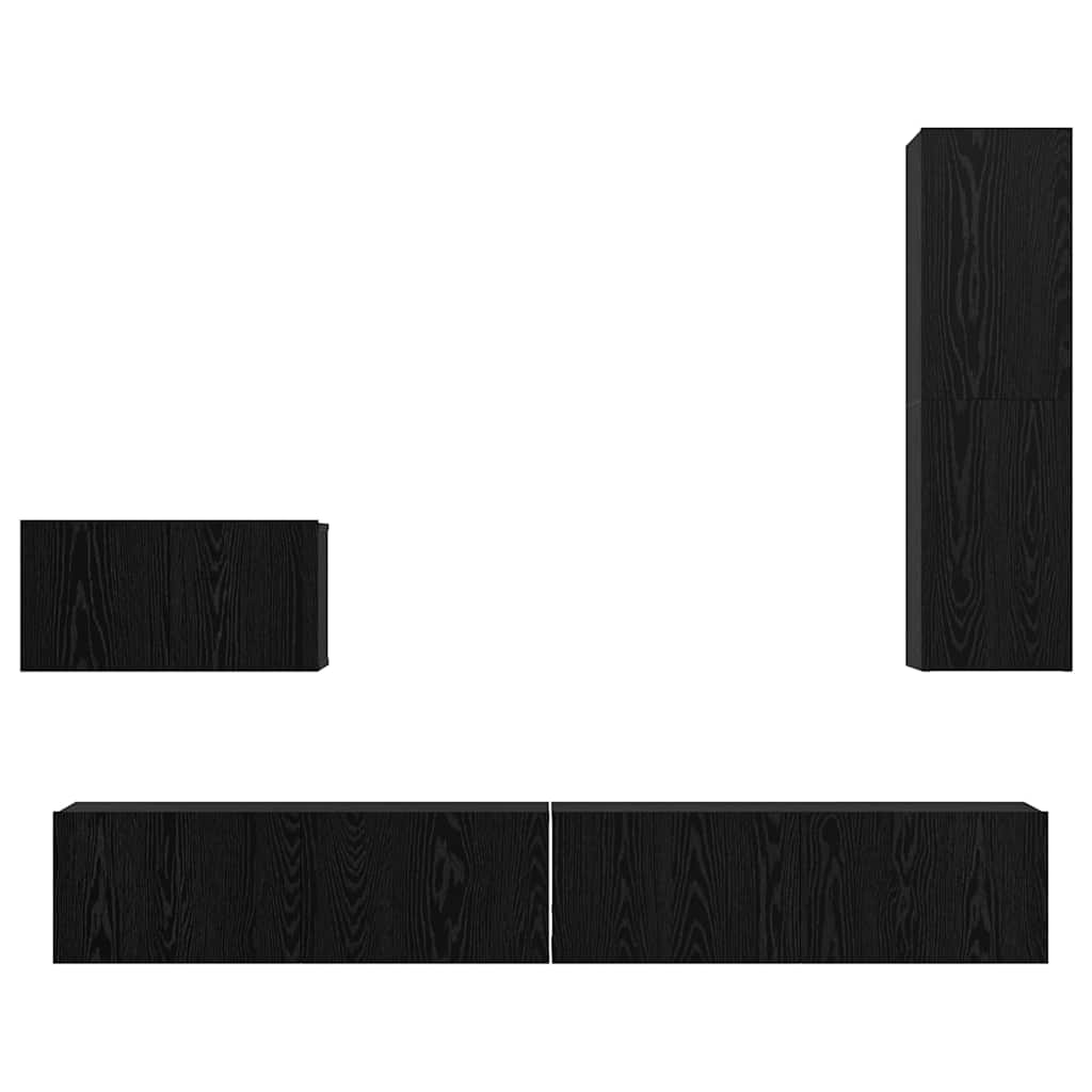 Wand TV Schrank 4 pcs Schwarz Eichen-Optik 200 x 30 x 30 cm