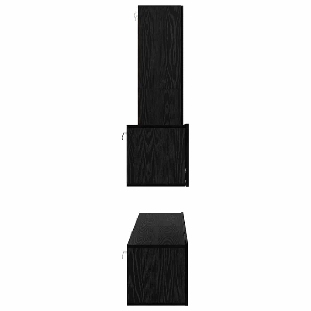 Wand TV Schrank 4 pcs Schwarz Eichen-Optik 200 x 30 x 30 cm