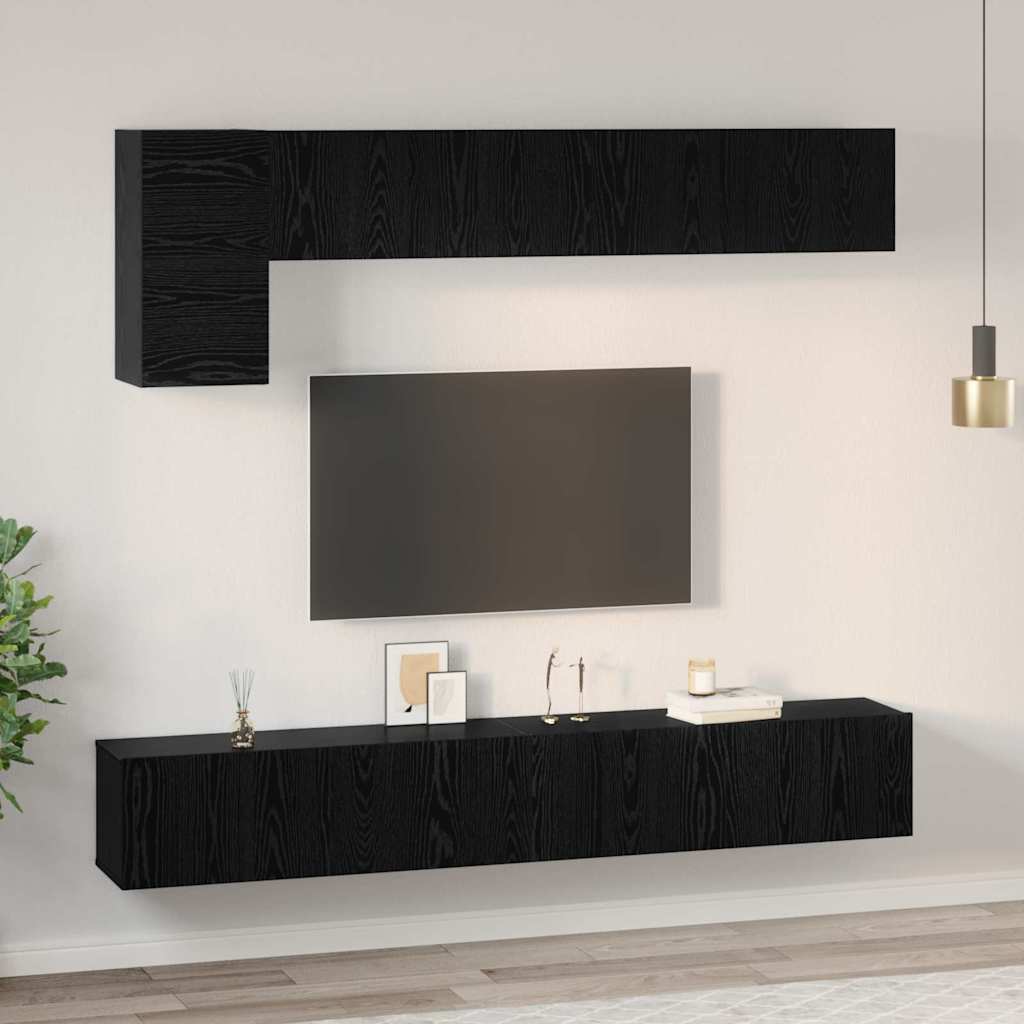 TV-Möbel-Set 5 pcs Schwarz Eichen-Optik 100 x 30 x 30 cm