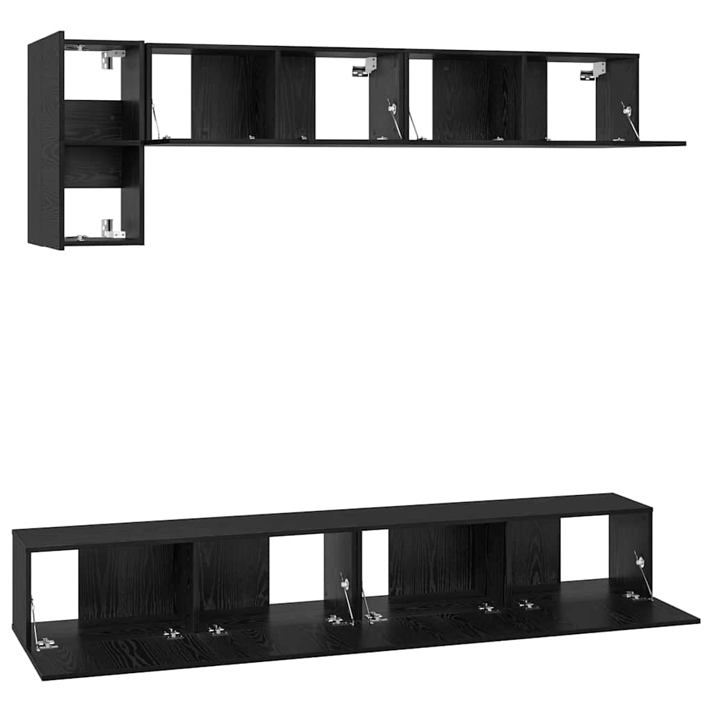 TV-Möbel-Set 5 pcs Schwarz Eichen-Optik 100 x 30 x 30 cm