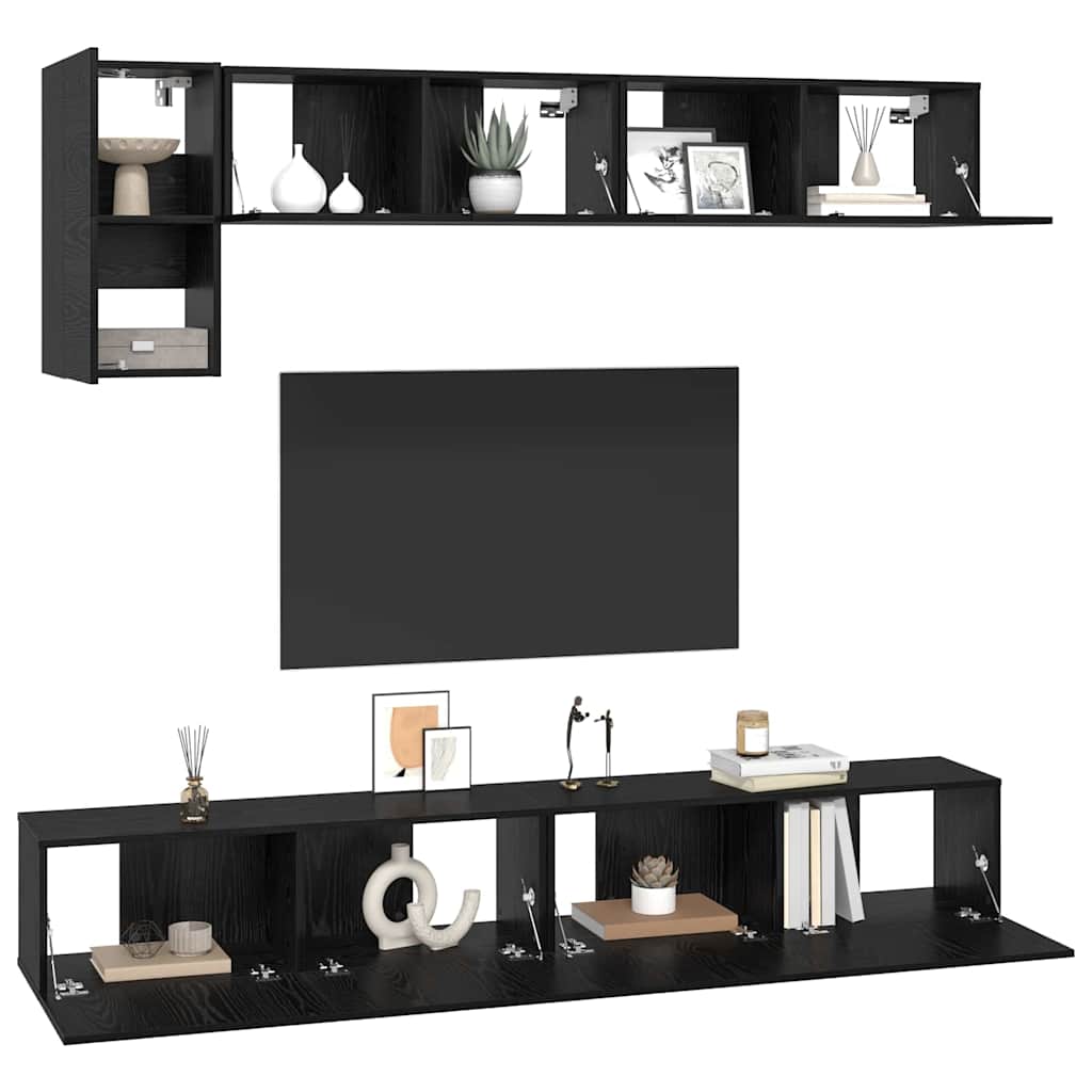TV-Möbel-Set 5 pcs Schwarz Eichen-Optik 100 x 30 x 30 cm