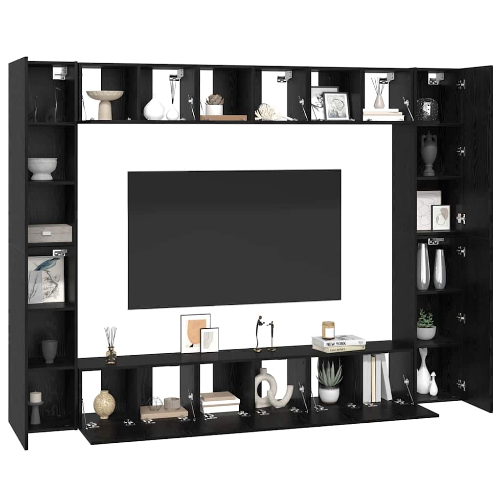 TV-Schrank-Set Wandmontiert 10 pcs Schwarz Eichen-Optik