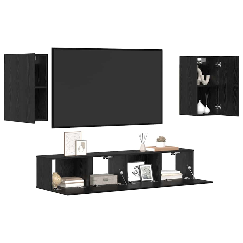 TV-Möbel-Set 4 pcs Schwarz Eichen-Optik 80 x 30 x 30 cm