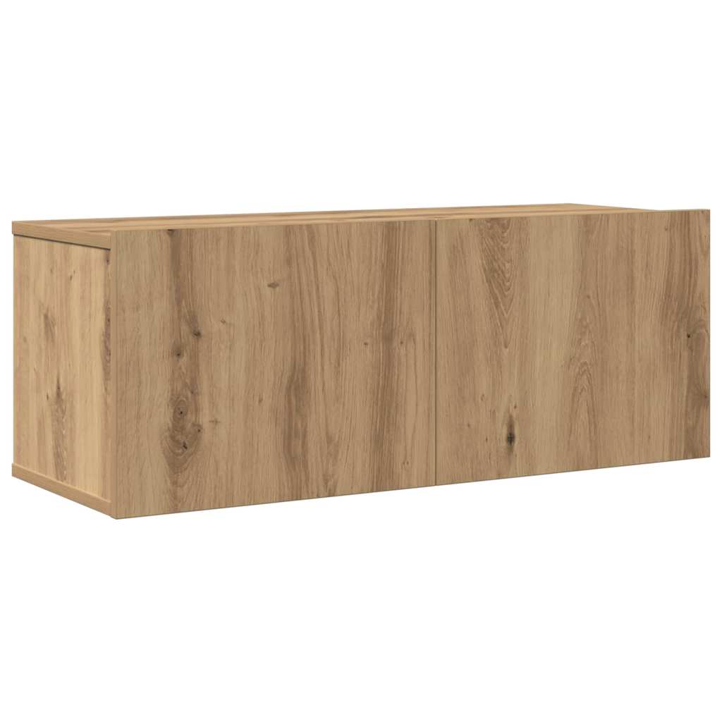 4-teiliges TV-Schrankset zur Wandmontage in Artisan Eiche, aus beschichtetem Holz