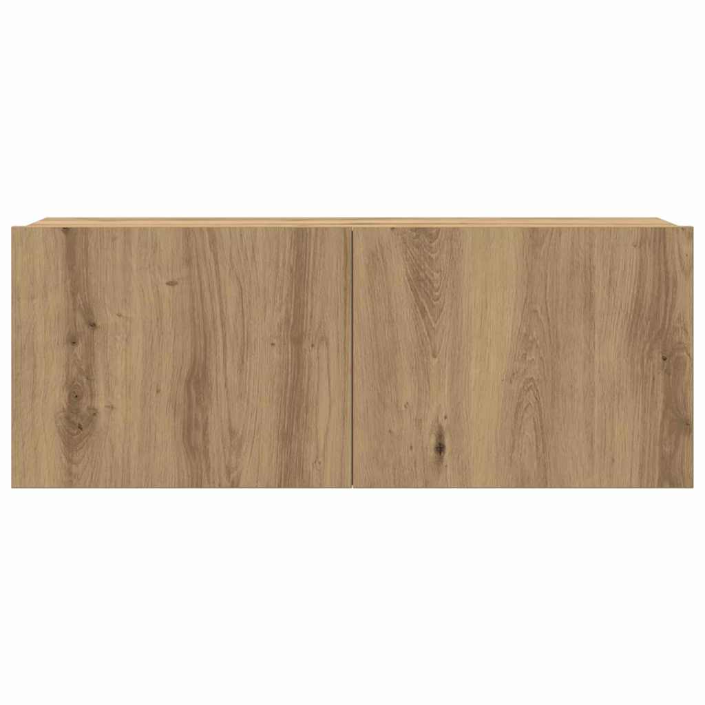 4-teiliges TV-Schrankset zur Wandmontage in Artisan Eiche, aus beschichtetem Holz