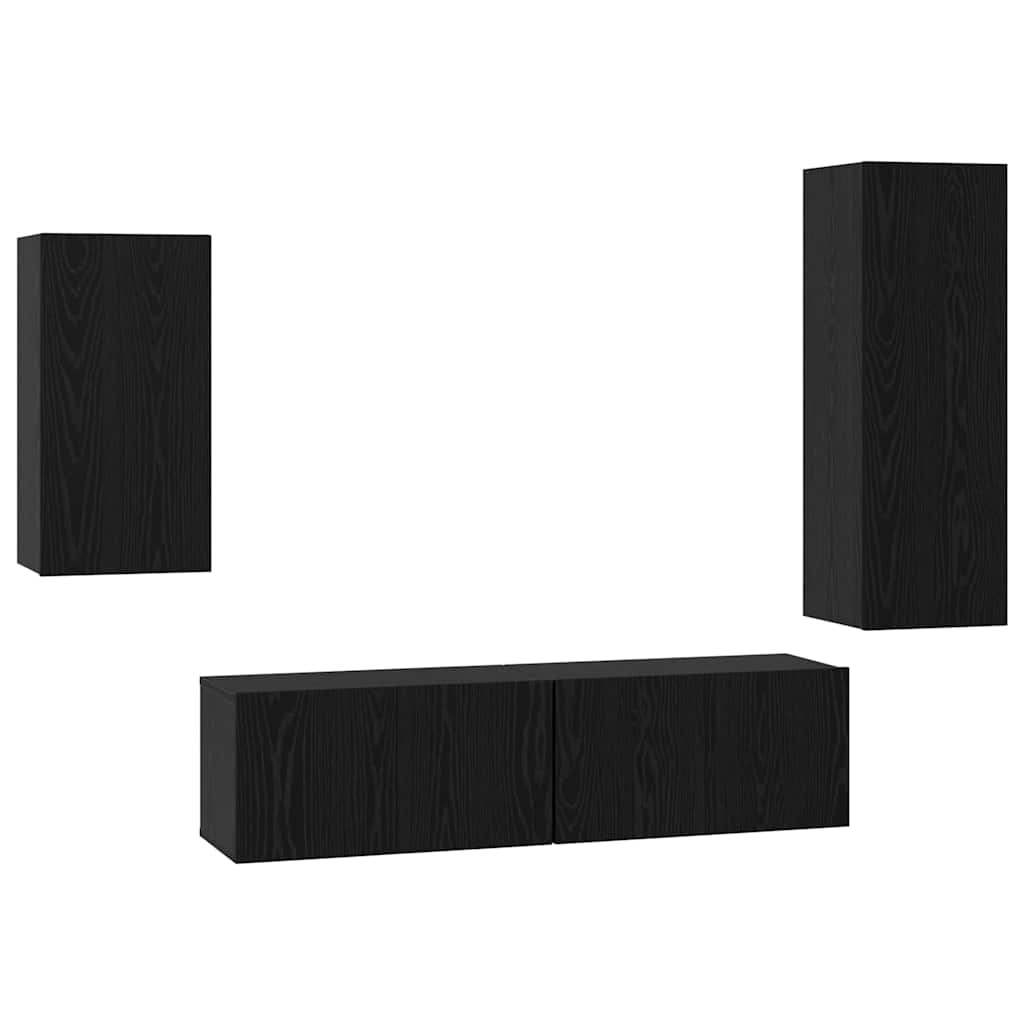 TV-Möbel-Set 4 pcs Schwarz Eichen-Optik 30,5 x 30 x 90 cm
