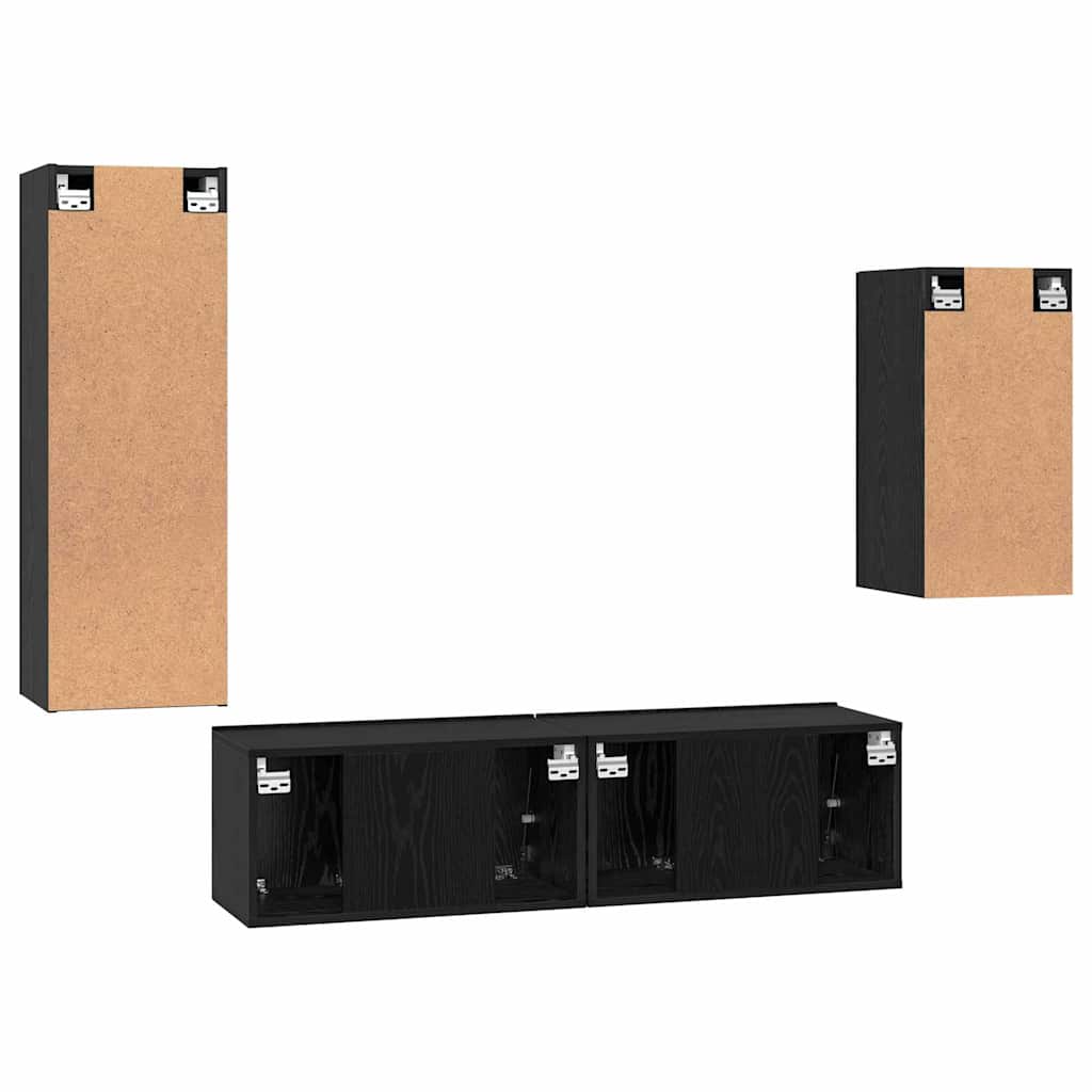 TV-Möbel-Set 4 pcs Schwarz Eichen-Optik 30,5 x 30 x 90 cm