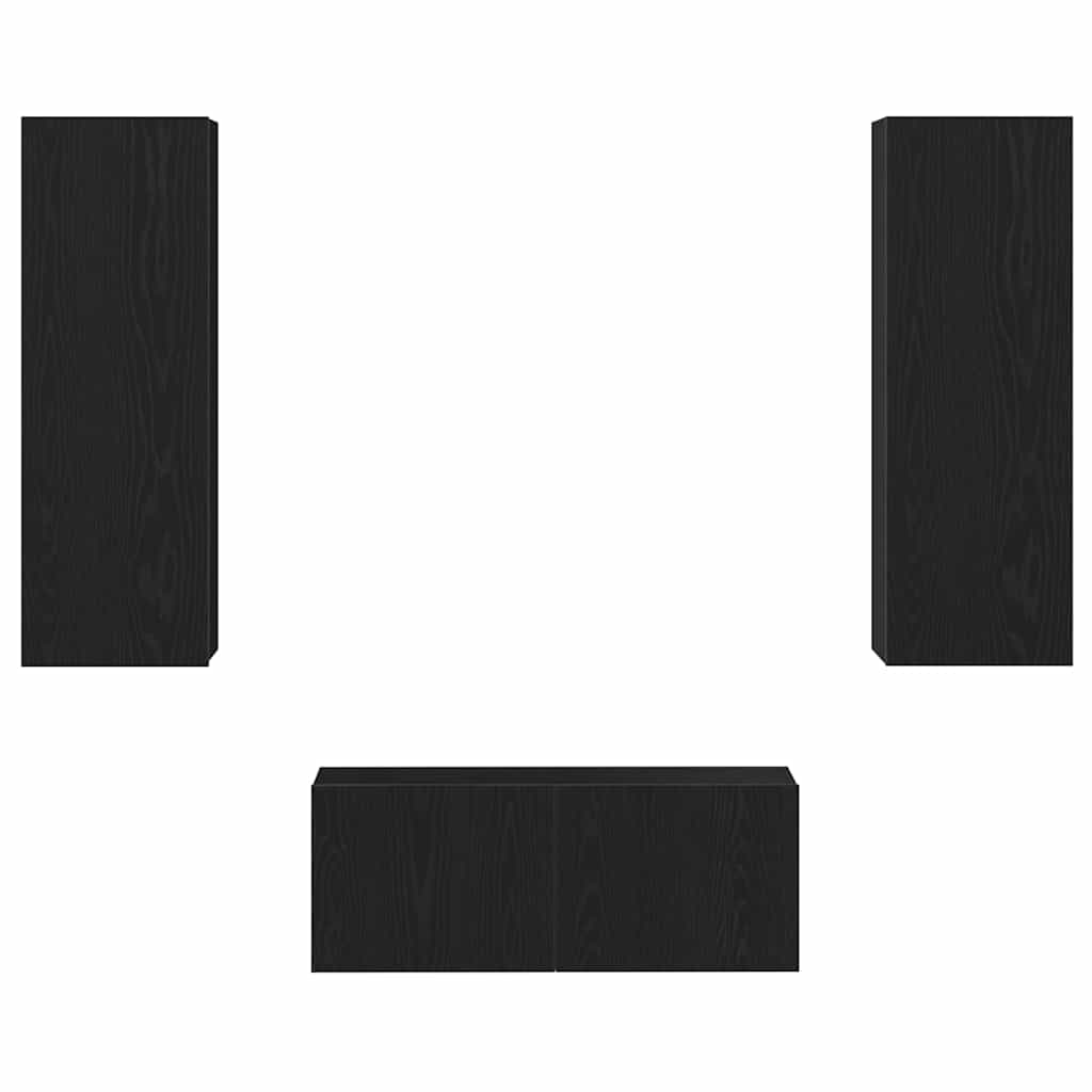 3-teiliges TV-Schrank Set Wandmontage Schwarze Eiche Holzwerkstoff