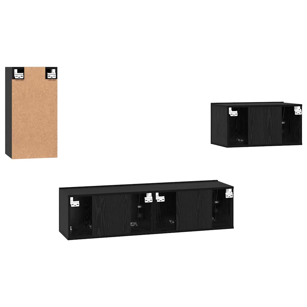 TV-Möbel-Set 4 pcs Schwarz Eichen-Optik 30,5 x 30 x 60 cm