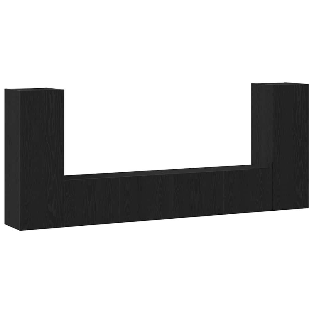 4-teiliges TV-Schrank Set -Wandmontiert, Schwarze Eiche, Ingenieured Holz