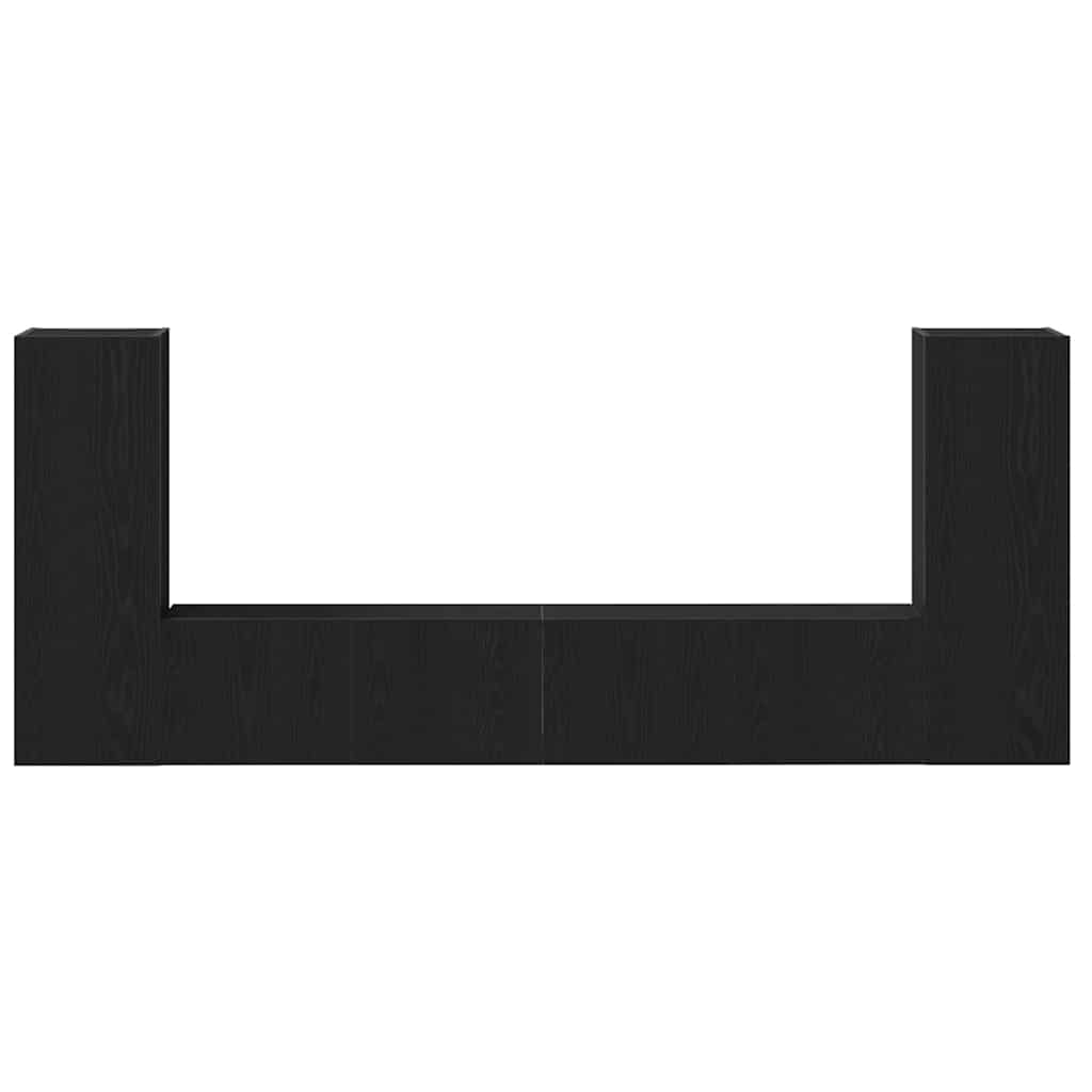4-teiliges TV-Schrank Set -Wandmontiert, Schwarze Eiche, Ingenieured Holz