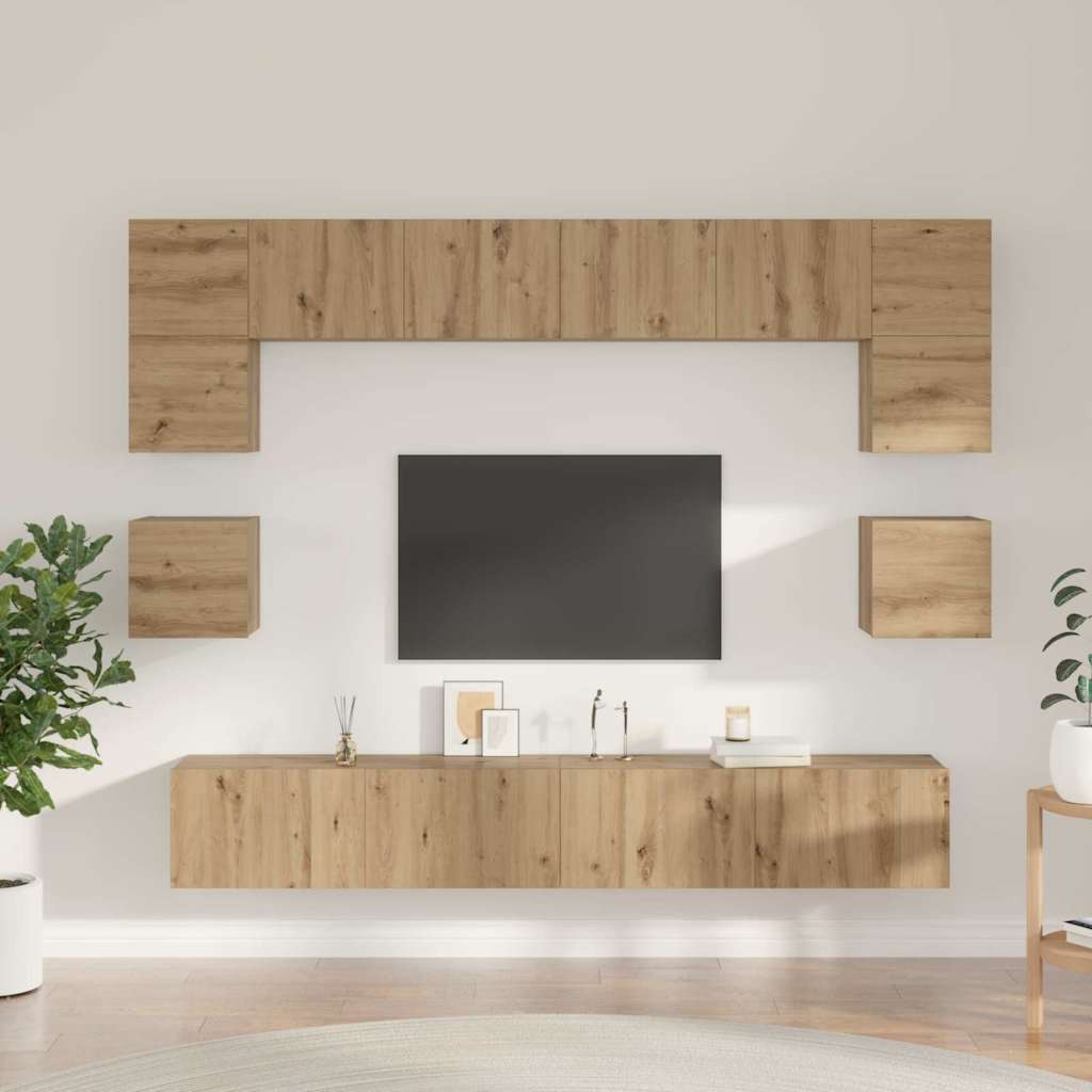 TV-Schrank-Set Wandmontiert 8 pcs Artisan-Eiche Holzwerkstoff