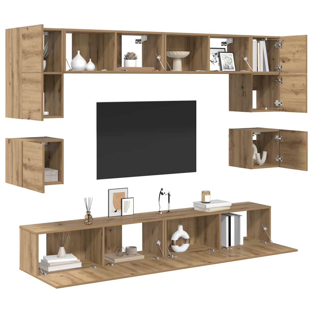 TV-Schrank-Set Wandmontiert 8 pcs Artisan-Eiche Holzwerkstoff