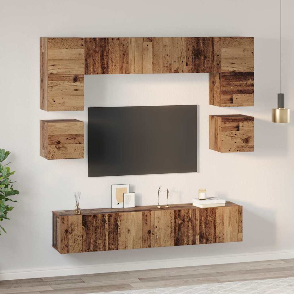TV-Schrank-Set Wandmontiert 8 pcs Altholz Holzwerkstoff