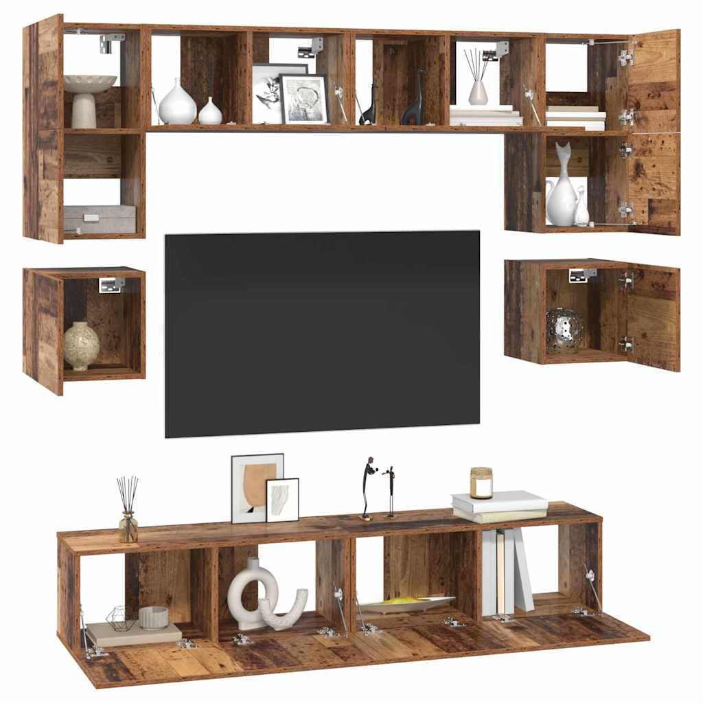 TV-Schrank-Set Wandmontiert 8 pcs Altholz Holzwerkstoff