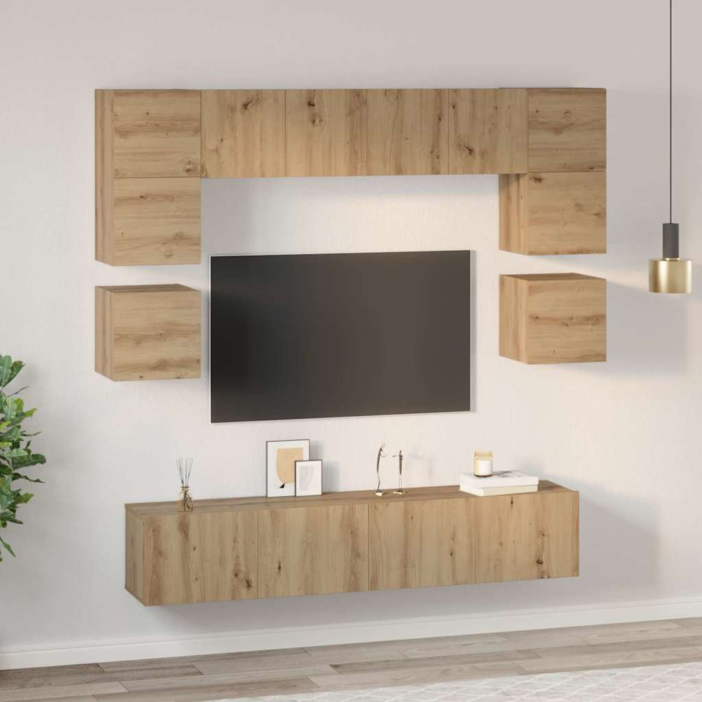 TV-Schrank-Set Wandmontiert 8 pcs Artisan-Eiche Holzwerkstoff