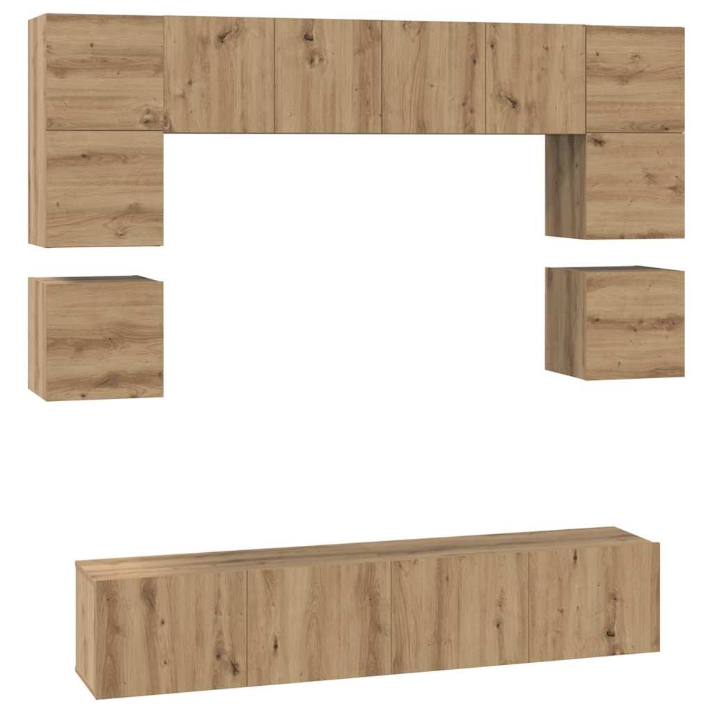 TV-Schrank-Set Wandmontiert 8 pcs Artisan-Eiche Holzwerkstoff