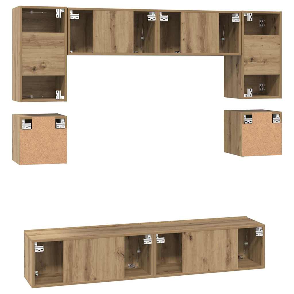 TV-Schrank-Set Wandmontiert 8 pcs Artisan-Eiche Holzwerkstoff