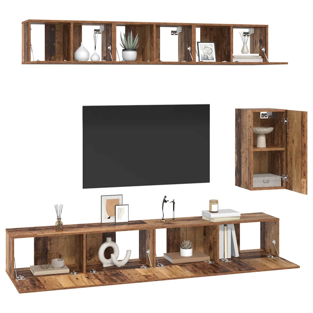 TV-Schrank-Set Wandmontiert 6 pcs Altholz Holzwerkstoff