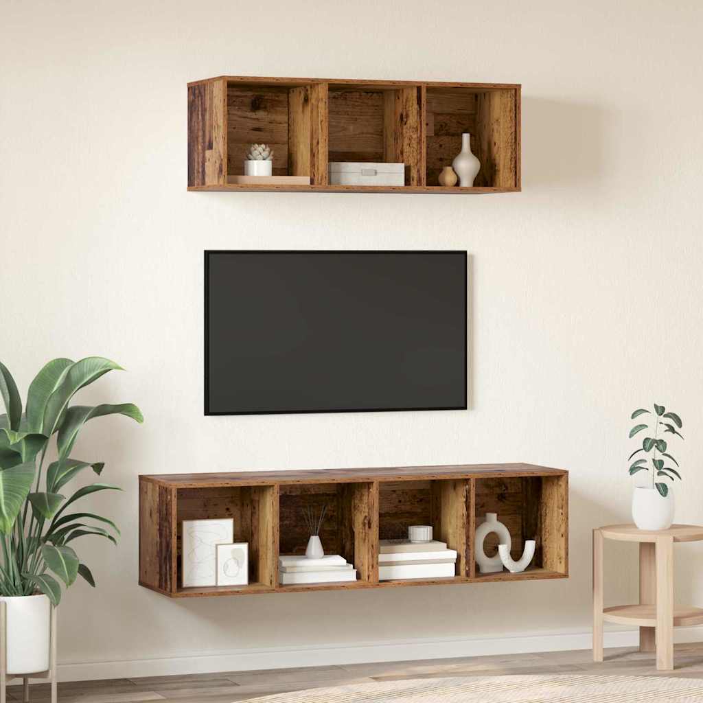 TV-Schrank Set Wandmontiert 2 pcs Altholz Holzwerkstoff