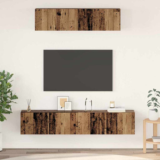 TV-Schrank Set Wandmontiert 4 pcs Altholz Holzwerkstoff