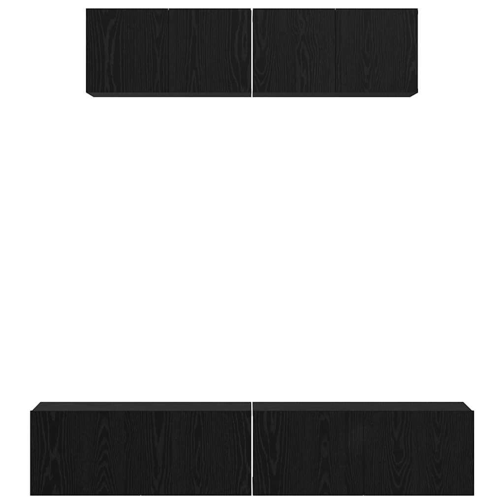 Wand TV Schrank 4 pcs Schwarz Eichen-Optik Holzwerkstoff