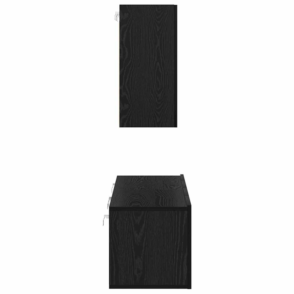 TV-Möbel-Set 4 pcs Schwarz Eichen-Optik Holzwerkstoff