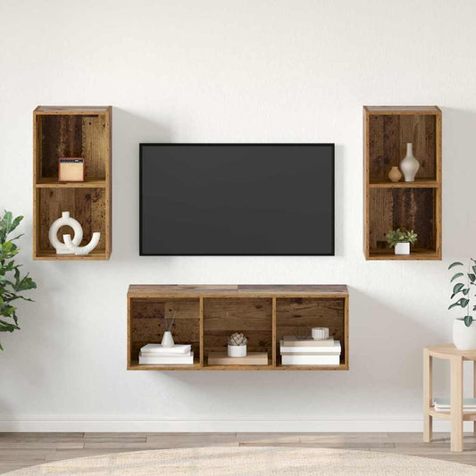 TV-Schrank Set Wandmontiert 3 pcs Altholz Holzwerkstoff