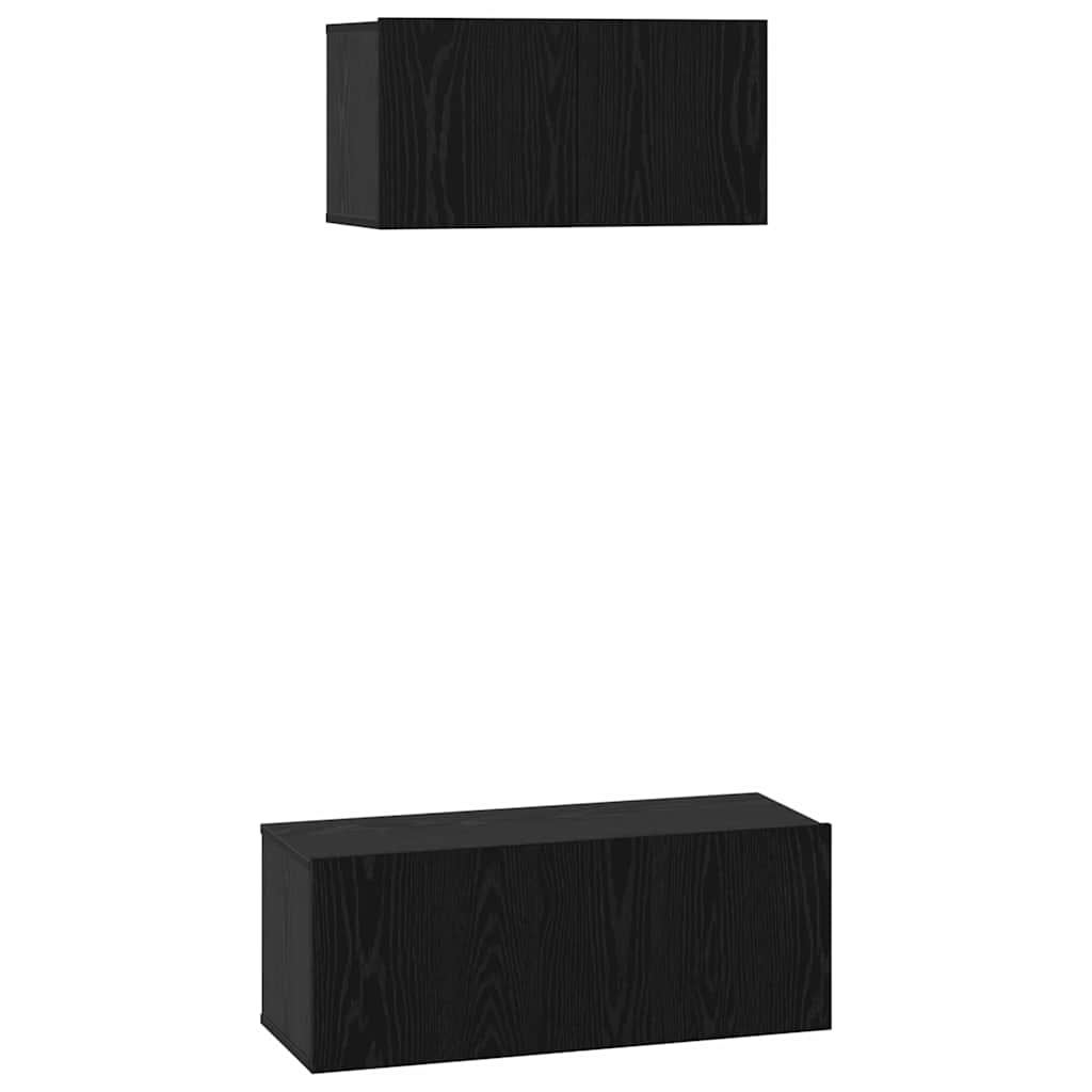 TV-Möbel-Set 2 pcs Schwarz Eichen-Optik Holzwerkstoff