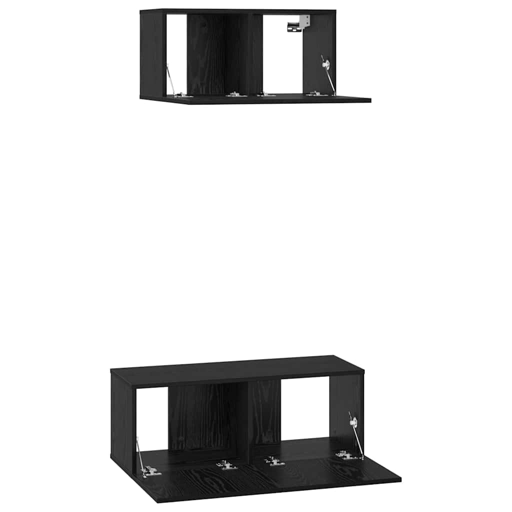 TV-Möbel-Set 2 pcs Schwarz Eichen-Optik Holzwerkstoff
