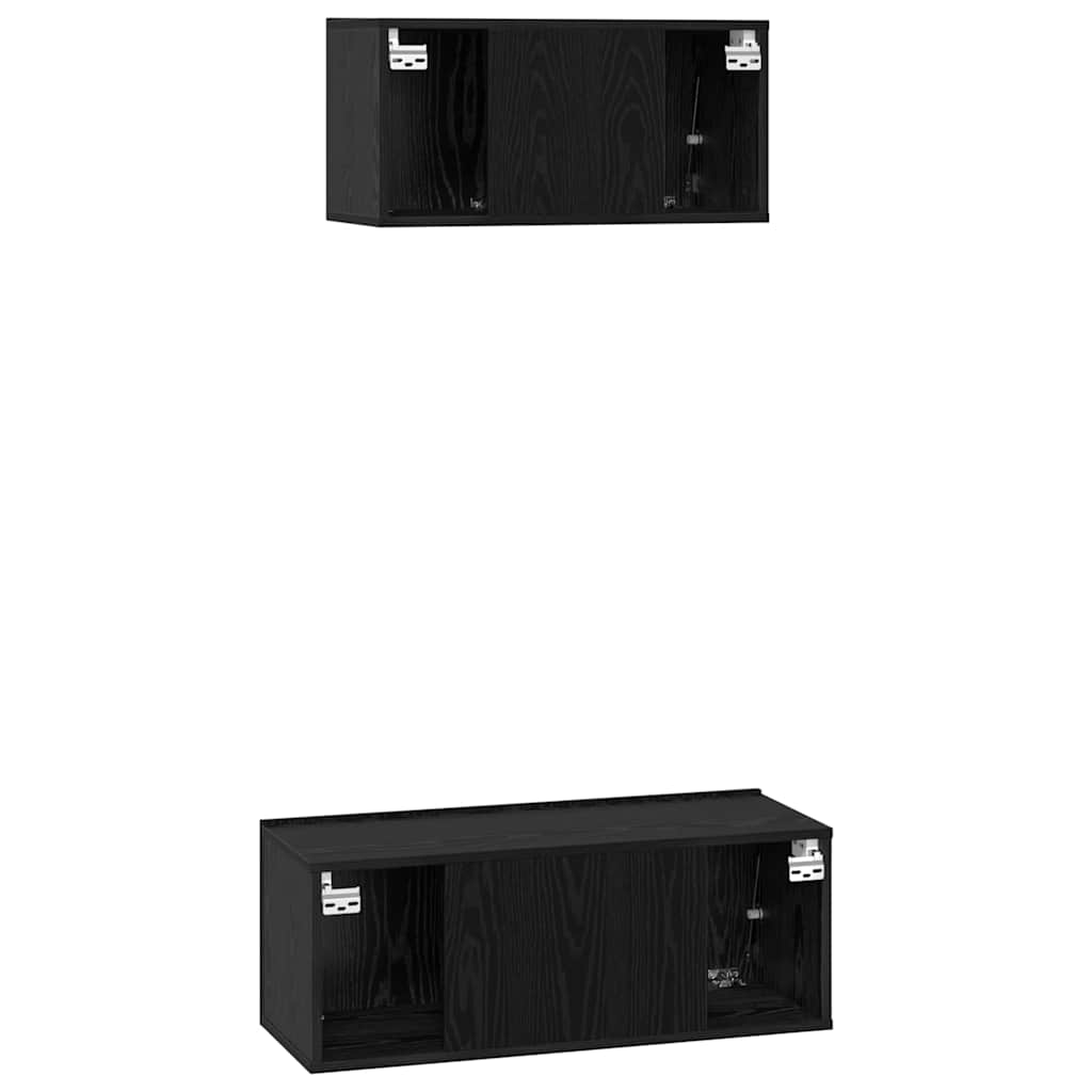 TV-Möbel-Set 2 pcs Schwarz Eichen-Optik Holzwerkstoff