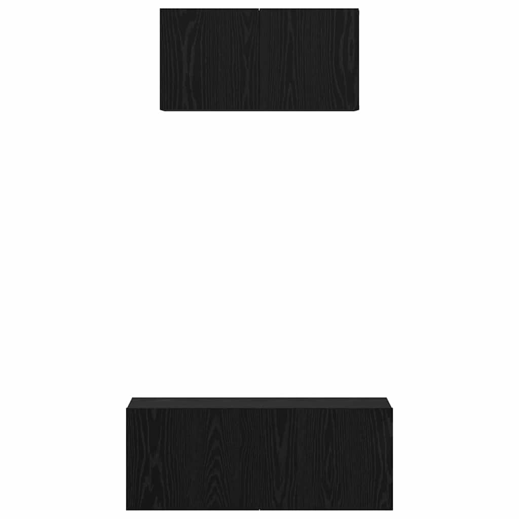 TV-Möbel-Set 2 pcs Schwarz Eichen-Optik Holzwerkstoff
