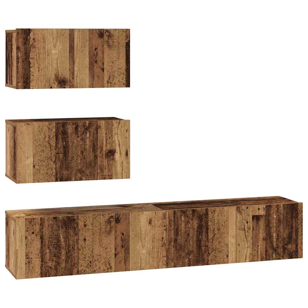 TV-Möbel-Set Wandmontiert 4 pcs Altholz Holzwerkstoff