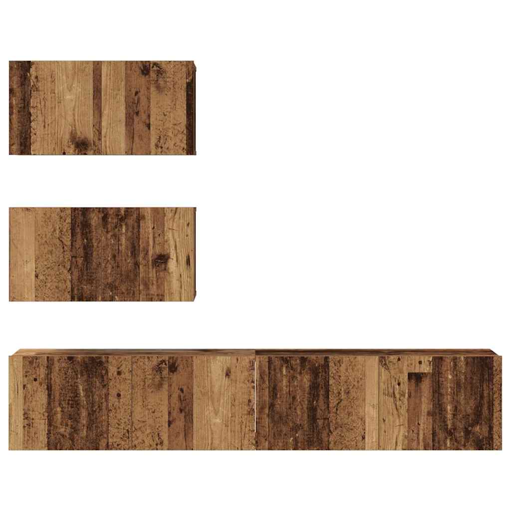 TV-Möbel-Set Wandmontiert 4 pcs Altholz Holzwerkstoff