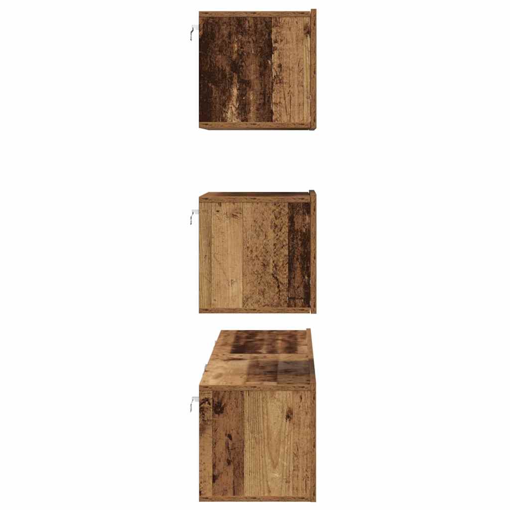 TV-Möbel-Set Wandmontiert 4 pcs Altholz Holzwerkstoff